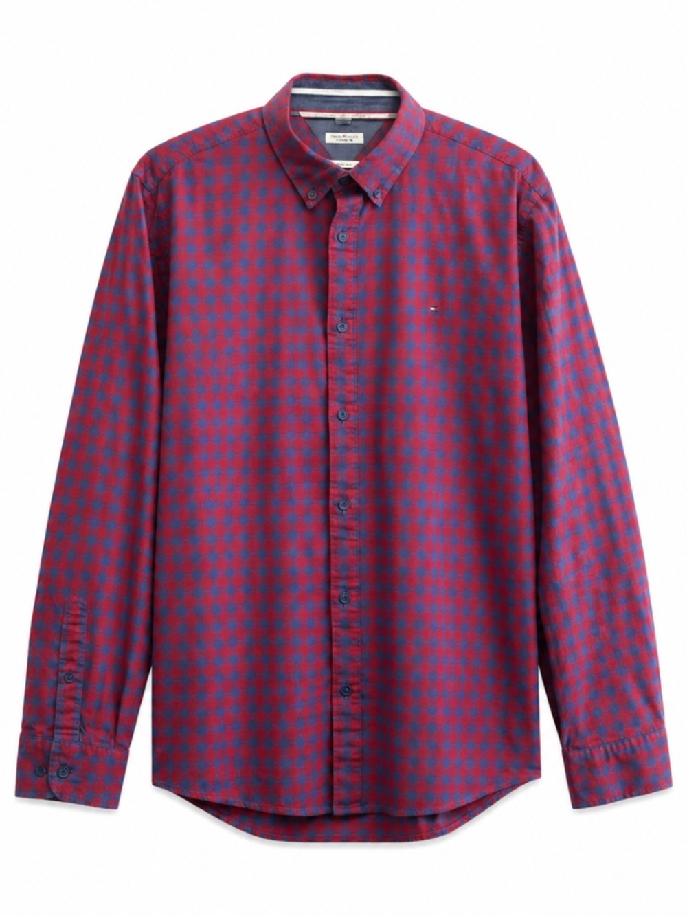 Tommy Hilfiger Red & Blue Checkered Button-Down 100% Cotton – Size XL Like New